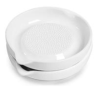 Ameolela Ceramics Grater Plate for Ginger, Garlic, Onion, Cheese, Lemon, Chocolate, Vegetables and Fruits for Kitchen, Set of 2, White