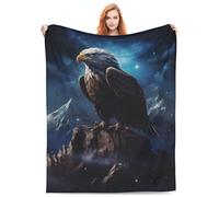 amepay Bald Eagle Snowy Mountain Night Blanket Gifts for Women Men Kids Flannel Throw Blankets Soft Fuzzy Lightweight for Home Decor Couch Bed Sofa 80x60 Inches