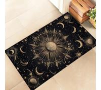 amepay Celestial Sun and Moon Indoor Door Mat - Stylish 17x29.5in Non-Woven Fabric Floor Doormat with Mystical Starry Night Black Design, for Porch Insider,Bedroom,Living Room - Decor Rug Gifts
