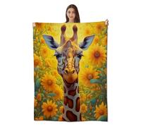 amepay Charming Giraffe Sunflower Blanket Soft & Cozy Fleece Flannel Throw Blankets - Lightweight & Warm, Perfect for Couch, Bed, Travel - Plush Outdoor Comfort 60x50 inch