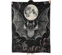 amepay Cute Bat Blanket Gifts for Kids Adult Women,Gothic Moon and Berries Throw Blankets,Soft Comfy Lightweight for Room Couch Bed Sofa Bold Goth Decor,Spooky Lovers 60x50in