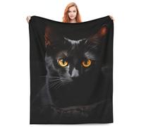 amepay Cute Black Cat Blanket Gifts for Pet Lovers Girls Animal Kitten Flannel Throw Blankets for Home Couch Bed Sofa Soft Cozy Lightweight Halloween Decor Adults All Season 50x40 Inches