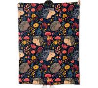 amepay Cute Hedgehog Blanket Gifts for Kids Adult Women Adorable Woodland Animal Throw Blankets,Soft Comfy Lightweight for Room Couch Bed Sofa Modern Elegant Decor,Forest Lovers 60x50in