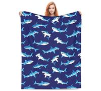 amepay Cute Shark Blanket for Travel Couch Bed Room Fleece Cozy Flannel Funny Blue Shark Throw Blankets for Boys Girls Adults 50x40 inch