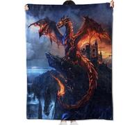 amepay Fierce Dragon Blanket Gifts for Kids Adult Women,Epic Fantasy Throw Blankets,Soft Comfy Lightweight for Room Couch Bed Sofa Majestic Decor,Adventure Lovers 50x40in