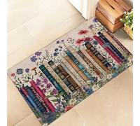 amepay Floral Book Indoor Door Mat, Stylish 17x29.5in Non-Woven Fabric Floor Doormat with Vintage Botanical Library Art,Reader Lover Doormats, for Porch Insider,Living Room, Decor Rug Gifts