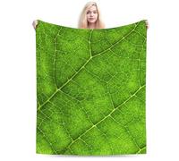 Amepay Green Giant Leaf Blanket - Soft Plush Flannel Plant Throw for Bed, Couch and Sofa - Leaves Design Accent for Plant Lovers (Green04, 50" x 60")