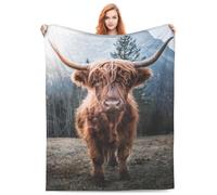 amepay Highland Cow Blanket for Bedding Nap Travel Flannel Fuzzy Cute Highland Cow Forest Fluffy Throw Blankets for Girls Women Kids 50x40 inch