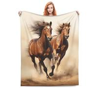 amepay Horse Blanket Animal Horses Running Pattern Print Flannel Throw Blankets for Home Couch Bed Sofa Soft Fuzzy Lightweight Decor Gifts for All Season 60x50 Inches