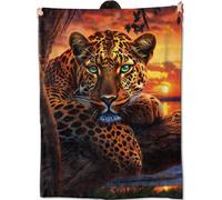 amepay Majestic Leopard at Sunset Blanket Gifts for Kids Women Adult Girls,Wildlife Lush Jungle Throw Blankets,Soft Comfy Lightweight for Home Couch Bed Sofa Decor,Dramatic Sky 50x60in