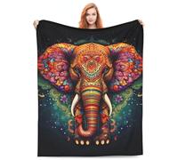 amepay Mandala Elephant Blanket Gifts for Adults Women Indian Elephant Corlorful Flannel Throw Blankets Soft Fuzzy Lightweight for Home Decor Couch Bed Sofa 50x40 Inches