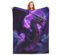 amepay Purple Lightning Dragon Blanket Gifts for Adults Boys Fantasy Flannel Throw Blankets Soft Comfy Lightweight for Home Decor Couch Bed Sofa 50x40 Inches