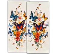amepay Retro Butterfly Floral Hand Towels - 2 Pack, 14.5" X 28",Soft Microfiber Polyester Vintage Towel Set with Vibrant Butterfly Flower Pattern,for Classic Bathroom Kitchen Spa Hotel Decor Gifts