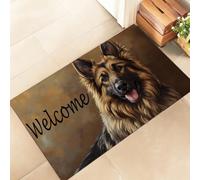 amepay Retro German Shepherd Welcome Indoor Door Mat - Stylish 17x29.5in Non-Woven Fabric Floor Doormat with Majestic Dog Design, for Porch Insider,Bedroom,Living Room - Pet Lovers Decor Rug Gitfs