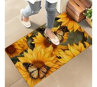 amepay Sunflower Indoor Door Mat - Stylish 17x29.5in Non-Woven Fabric Floor Doormat with Monarch Butterfly Floral Design,Flower Doormats,for Porch Insider,Bedroom,Living Room - Decor Rug Gifts