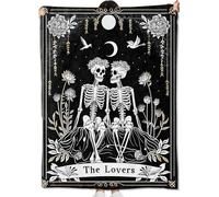 amepay The Lovers Skeleton Blanket Gifts for Kids Adult Women,Gothic Romantic Flannel Throw Blankets,Soft Comfy Lightweight for Room Couch Bed Sofa Bold Halloween Goth Decor,Horror Lovers 60x80in