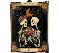 amepay The Lovers Tarot Skeleton Blanket Gifts for Women Adult Girls,Gothic Romantic Throw Blankets,Soft Comfy Lightweight for Home Halloween Couch Bed Sofa Decor,Celestial Goth Sky Design 60x80in