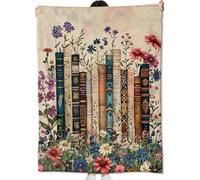 amepay Vintage Book Blanket Gifts for Kids Girls Women,Retro Readers and Floral Throw Blankets,Soft Comfy Lightweight for Room Couch Bed Modern Reading Decor,Literary Lover 60x80in