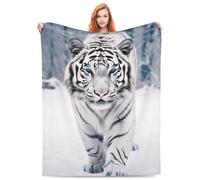amepay White Tiger Blanket Gifts for Adults Kids Tiger Snow Animal Flannel Throw Blankets Soft Comfy Lightweight for Home Decor Couch Bed Sofa 50x40 Inches