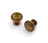 Amerdeco 1-1/4 Inch Antique Brass Cabinet Knobs, Satin Nickel Kitchen Drawer Pulls for Bathroom, Closet, Cupboard and Dresser - 10 Packs