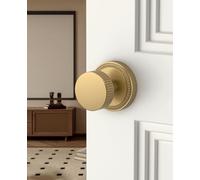 Amerdeco 1 Pack Champagne Bronze Privacy Door Knobs with Lock, Door Handles with Champagne Bronze Door Knobs Interior for Bedroom or Bathroom, Heavy Duty Door Lever for Left Right Sided Doors AM054