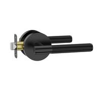 Amerdeco 1 Pack Matte Black Passage Knurled Door Handles, Heavy Duty Non-Locking Door Lever for Hall, Closet, Office Area, Shopping Malls AM037