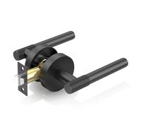 Amerdeco 1 Pack Matte Black Passage Knurled Door Handles, Heavy Duty Non-Locking Door Lever for Hall, Closet, Office Area, Shopping Malls AM026