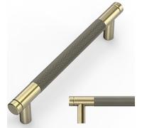 Amerdeco 10 Pack Brushed Antique Brass Knurled Cabinet Pulls 128mm Inch Center to Center Kitchen Cabinet Handles for Drawer Dresser, Cupboard and Wardrobe AM003