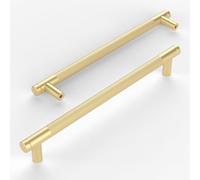 Amerdeco 10 Pack Brushed Gold Knurled Cabinet Pulls 192mm Hole Center to Center Kitchen Cabinet Handles for Drawer Dresser, Cupboard and Wardrobe UK0040