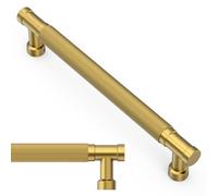 Amerdeco 10 Pack Brushed Moderne Brass Cabinet Pulls 6.3 Inch 160mm | Knurled Pattern, Vintage-Inspired Design, Screws Included, Kitchen Cabinet Hardware, for Cupboards, Drawers and Dressers