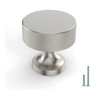 Amerdeco 10 Pack Brushed Nickel Cabinet Knobs Single Hole | Knurled Pattern, Vintage-Inspired Design, Screws Included, Kitchen Cabinet Hardware, for Cupboards, Drawers and Dressers