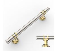 Amerdeco 10 Pack Brushed Nickel & Gold Cabinet Pulls 5 Inch 128mm | Smooth Feel, Vintage-Inspired Design, Screws Included, Kitchen Cabinet Hardware, for Cupboards, Drawers and Dressers