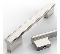 Amerdeco 10 Pack Brushed Satin Nickel Cabinet Pulls 128mm Hole Center Cabinet Hardware Kitchen Cabinet Handles for Bathroom Drawer Pulls Dresser Pulls AM024