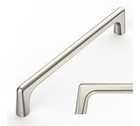 Amerdeco 10 Pack Brushed Satin Nickel Cabinet Pulls - 128MM Hole Centers Vintage Retro Handles for Kitchen Drawers and Cupboards AM023