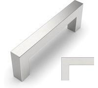 Amerdeco 10 Pack Brushed Satin Nickel Cabinet Pulls 3 Inch(76mm) Hole Centers Kitchen Cabinet Handles Cabinet Hardware Cupboard Handles Square Drawer Pulls