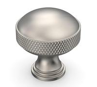 Amerdeco 10 Pack Brushed Satin Nickel knurled Cabinet Knobs Single Hole Cabinet Pulls 1.18 Inch (30MM) Diameter Round Drawer Knobs and Pulls for Bathroom Cabinets AM032