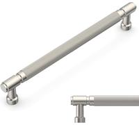 Amerdeco 10 Pack Brushed Satin Nickel knurled Cabinet Pulls 10 Inch(254mm) Hole Center Drawer Pulls Cabinet Hardware Kitchen Cabinet Handles for Bathroom AM032