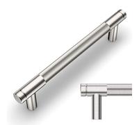 Amerdeco 10 Pack Brushed Satin Nickel Knurled Cabinet Pulls 128mm Hole Center Cabinet Hardware Kitchen Cabinet Handles for Bathroom Drawer Pulls Dresser Pulls AM003