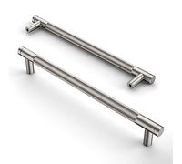 Amerdeco 10 Pack Brushed Satin Nickel Knurled Cabinet Pulls 192mm Center to Center Kitchen Cabinet Handles for Drawer Dresser, Cupboard and Wardrobe AM003