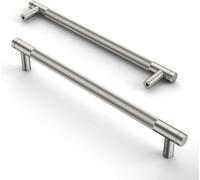 Amerdeco 10 Pack Brushed Satin Nickel Knurled Cabinet Pulls 320mm Hole Center Cabinet Hardware Kitchen Cabinet Handles for Bathroom Drawer Pulls Dresser Pulls AM003