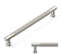 Amerdeco 10 Pack Brushed Satin Nickel knurled Cabinet Pulls 6.3 Inch(160mm) Hole Center Drawer Pulls Cabinet Hardware Kitchen Cabinet Handles for Bathroom AM032