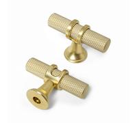 Amerdeco 10 Pack Gold Cabinet Knobs Single Hole Zinc Alloy | Knurled Pattern, Vintage-Inspired Design, Screws Included, Kitchen Cabinet Hardware, for Cupboards, Drawers and Dressers