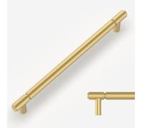 Amerdeco 10 Pack Gold Cabinet Pulls 192mm Hole Center Cabinet Hardware Kitchen Cabinet Handles for Bathroom Drawer Pulls Dresser Pulls AM021
