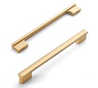 Amerdeco 10 Pack Gold Cabinet Pulls 192mm Hole Center Cabinet Hardware Kitchen Cabinet Handles for Bathroom Drawer Pulls Dresser Pulls AM024