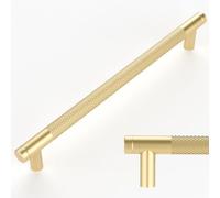 Amerdeco 10 Pack Gold Knurled Cabinet Pulls 192mm Center to Center Kitchen Cabinet Handles for Drawer Dresser, Cupboard and Wardrobe AM003