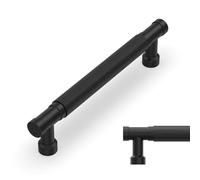 Amerdeco 10 Pack Matte Black Cabinet Pulls 5 Inch 128mm | Knurled Pattern, Vintage-Inspired Design, Screws Included, Kitchen Cabinet Hardware, for Cupboards, Drawers and Dressers