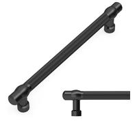 Amerdeco 10 Pack Matte Black Knurled Cabinet Handles 160mm Hole Centre | Premium Textured Design, Modern Kitchen Cabinet Pulls, Drawer Handles for Cupboards, Dressers and Bathroom Furniture
