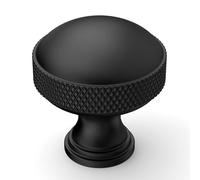 Amerdeco 10 Pack Matte Black knurled Cabinet Knobs Single Hole Cabinet Pulls 1.18 Inch (30MM) Diameter Round Drawer Knobs and Pulls for Bathroom Cabinets AM032