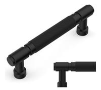 Amerdeco 10 Pack Matte Black knurled Cabinet Pulls 3.75 Inch(96mm) Hole Center Drawer Pulls Cabinet Hardware Kitchen Cabinet Handles for Bathroom AM032