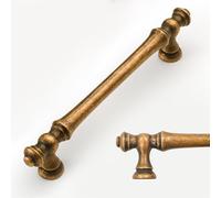 Amerdeco 6 Pack Antique Brass Cabinet Pulls 128mm Hole Center Cabinet Hardware Kitchen Cabinet Handles for Bathroom Drawer Pulls Dresser Pulls AM022